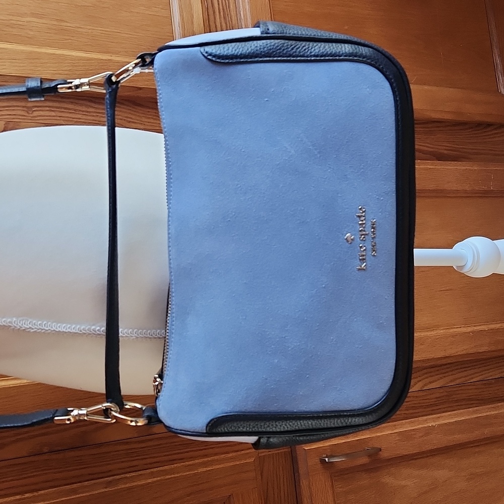 Kate Spade Blazer Blue Crossbody Bag Suede & Leather NWT